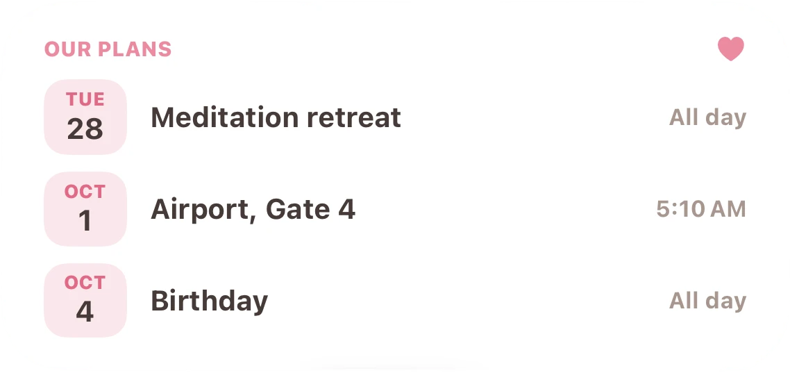 Our plans widget